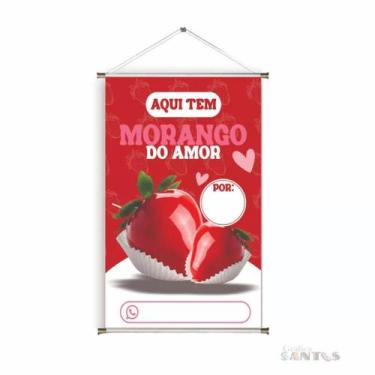 Imagem de Banner pronto Morango do Amor BA 636 medida 45x70 cm arte pronta