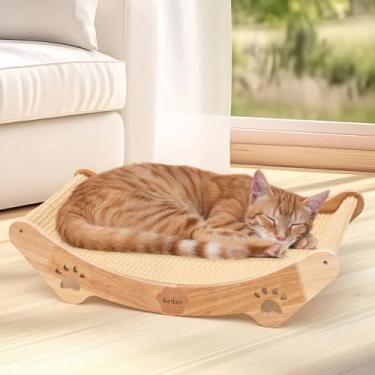 Imagem de Sisal arranhador de cama para gatos em ambientes internos, rede para adultos, gatinhos, cachos, arranhador de madeira, móveis