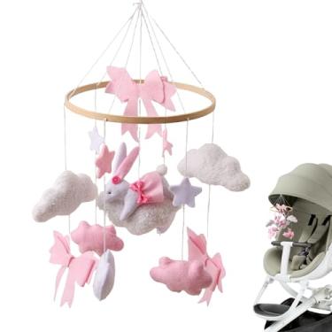 Imagem de Móbile Infantil para Berço - Decoração de Móbile para Berço com Laço Rosa e Coelhinho - Brinquedo Sensorial Calmante Giratório E Estético Para Bebés E Crianças Pequenas Para E Sala De Estar