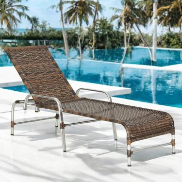 Imagem de Espreguiçadeira Regulável em Alumínio para Piscina e Jardim Catar Argila