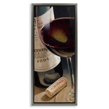 Imagem de Stupell Industries Arte de parede em tela flutuante cinza garrafa de vinho tradicional sem rolha, design de arte de parede por Stefano Ferreri, 25 x 11