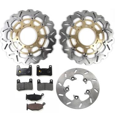 Imagem de Arashi Rotores de disco de freio dianteiro traseiro com pastilhas para Suzuki GSXR 600 750 2008-2010, GSXR 1000 2009-2010, acessórios de substituição de motocicleta preto