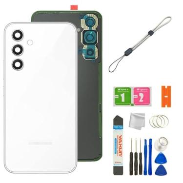 Imagem de Compatível com Samsung A54 Capa de vidro traseira à prova d'água com lente de vidro da câmera e peças de substituição de fita para Samsung A54 + ferramentas (branca)