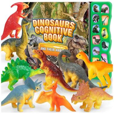 Imagem de Kit de 12 Dinossauros Realistas com Livro de Sons para Crianças Acima de 3 Anos, IVOXEX