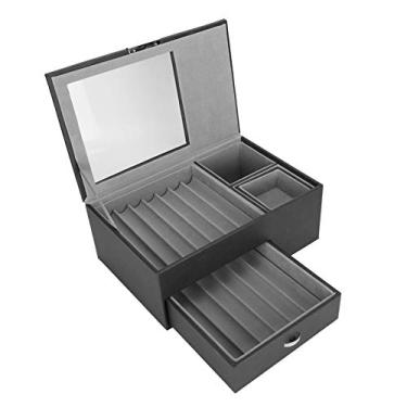 Imagem de Ymiko Estojo de Exibição de Caneta, Porta-Caneta-tinteiro de Camada Dupla Estojo de Armazenamento de Caneta-tinteiro de Couro PU Organizador de Coleção de Canetas Caixa de Lápis para Armazenar (Preto)