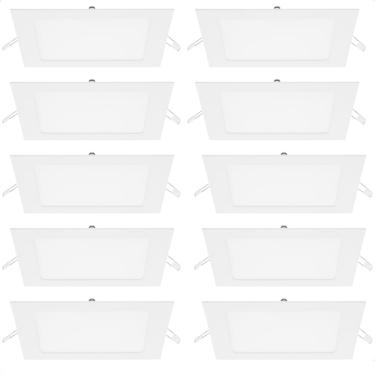 Imagem de Kit 10 Painel de Led Quadrado Embutir 12W Bivolt Taschibra 6500K Frio