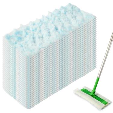 Imagem de 32 refis de pano de varredura a seco compatíveis com Swiffer Sweeper/Sweeper+VAC, almofadas de esfregão de poeira secas descartáveis resistentes para limpeza úmida/a seco, limpador de chão