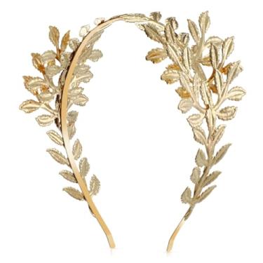 Imagem de Healeved Tiara de noiva com folhas, acessórios de cabelo, acessórios de cabelo pérola, coroa barroca, vintage, folha dourada, faixas de cabelo femininas, clipes masculinos, barroco, toucado, homem