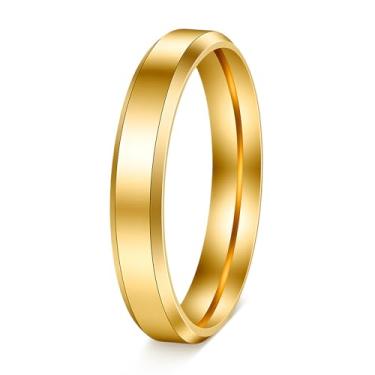 Imagem de Udolfly Alianças de casamento para homens mulheres 4 mm 6 mm 8 mm anéis de titânio altamente polido ouro/preto/prata anéis de compromisso para ele ela, 6, Metal, Sem pedra preciosa