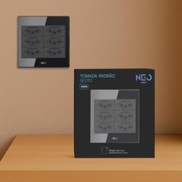 Imagem de Interruptor de Tomada Sesto com 6 Saidas 4x4 20A 110v/220v Bivolt Pret