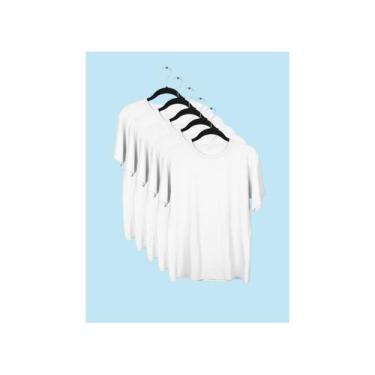 Imagem de Kit 5 Camisetas Lisa Manga Curta Juvenil Poliéster Branca - Del France