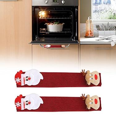 Imagem de aqxreight 2 PeçAs Padrão de Natal Forno de Micro-ondas Geladeira Maçaneta da Porta Capa Luvas Decoração Vívida Com a Alça Suja e para Fora é Fofa Em o Fofo é de Eletrodomésticos As Mãos e