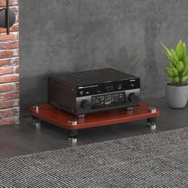 Imagem de Rack de áudio HiFi moderno, suporte de mídia Av, rack de armazenamento Au Dio, prateleiras de jogos, gabinete de console de mídia, suporte de TV, pequeno componente Av, suporte de entretenimento