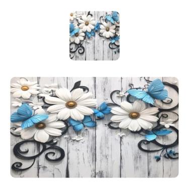 Imagem de Burbuja Jogo americano conjunto de 2, tapetes de mesa de cozinha antiderrapantes resistentes ao calor à prova d'água para mesa de jantar, laváveis, 30,5 x 45,7 cm