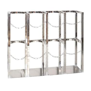 Imagem de Suporte de tanque de oxigênio de aço inoxidável e rack de armazenamento - Organizador de cilindro de gás de 60 cm de altura com corrente de segurança dupla para oficina, hospital, laboratórios - 86 cm