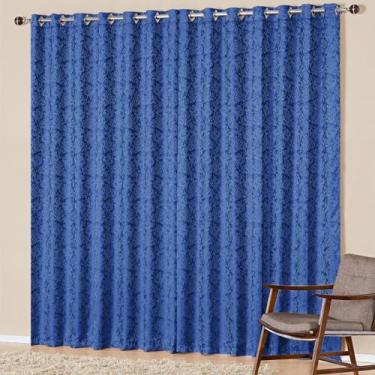 Imagem de Cortina Jacquard  7,00x2,50 Para Trilho Simples - Ludatex, Azul