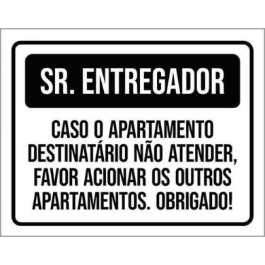 Imagem de Kit 10 Placas Entregador Apartamento Atender 27X35 - Sinalizo