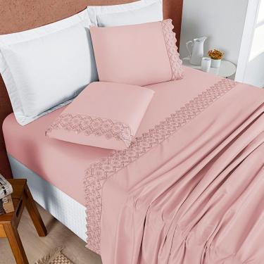 Imagem de Jogo De Lençol Casal Padrão Nobless 200 Fios 4 Peças - Sal Rosa
