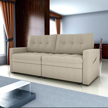 Imagem de Sofá Cama Nayla 3 Lugares Retrátil 220cm Boucle Bege Casal Confortável para Sala Matrix