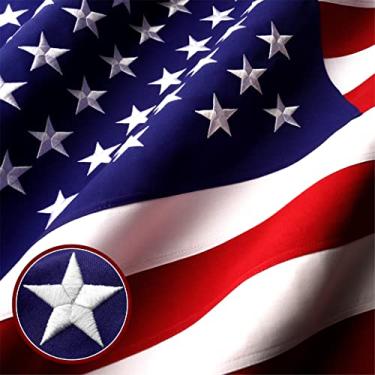 Imagem de G128 Bandeira americana de 6,5 cm x 4 m Deluxe Tearproof, com poliéster em novelo resistente, estrelas bordadas, listras costuradas