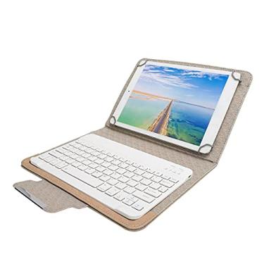 Imagem de Hilitand Capa de teclado para tablet de 9,7 a 10,1 cm, capa protetora de couro PU com teclado Bluetooth sem fio para tablet iOS 2/3/5/6, para tablet iOS 2017/2018/Air/Air2/pro (dourado)