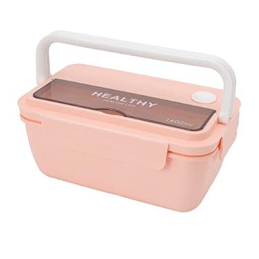 Imagem de Organizador de Almoço à Prova D'áGua Recipiente JaponêS Divisor de Microondas PortáTil Com Colher Mesa (Rosa macio)