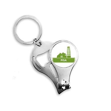 Imagem de Pisa Italy Green Landmark Pattern Nail Nipper Ring Chaveiro Abridor de Garrafas Cortador
