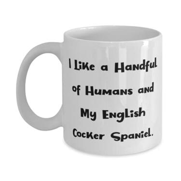 Imagem de Cocker Spaniel inglês especial, I Like a Handful of Humans and My English (Eu gosto de um punhado de humanos e meu inglês, aniversário 325 g, caneca para cachorro Cocker Spaniel inglês