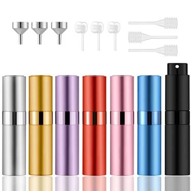 Imagem de IRON BILL 7 frascos de perfume portáteis de 8 ml, mini atomizador de colônia recarregável vazio, pulverizador líquido de perfume de viagem