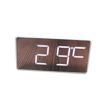 Imagem de Cabilock relógio de mesa relógio mesa relógio para quarto relógio com temperatura relógios relógio digital relógio LED vintage relógio de cabeceira Espelho Despertador aluna