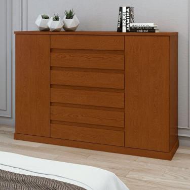 Imagem de Cômoda 2 Portas 7 Gavetas 3 Prateleiras Vedra Frassino