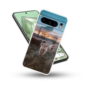 Imagem de Capa compatível com Google Pixel 8 Pro, Sunrise Highland Cow, animal fofo, flexível, de silicone à prova de choque, capa transparente para homens e mulheres