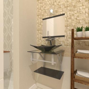 Imagem de Gabinete de Vidro 45cm com Cuba Retangular Grafite