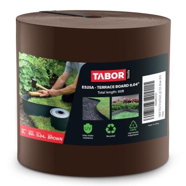 Imagem de Tábua de jardim TABOR TOOLS ES25 18 m, 13 cm de altura, 1 mm de espessura, rolo de limitação de paisagem, barreira de grama, placa dobradora, forro de jardim (marrom)