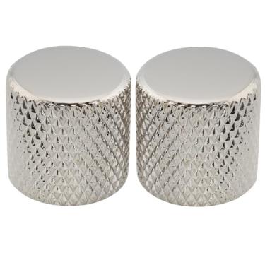 Imagem de Musiclily Pro Polegadas Fino 24 Estrias Topo Plano Knobs Aço Pressão Botão para USA Guitarra e Baixo, Niquelado(2 Peças)