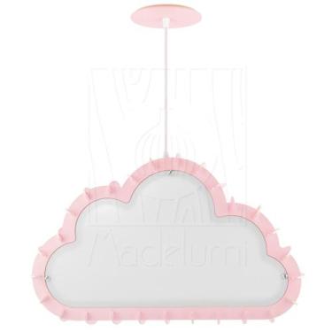 Imagem de Luminária Pendente Madeira Nuvem 50cm Rosa Claro Infantil - Madelumi