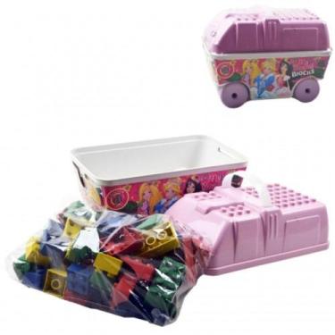 Imagem de Brinquedo Carrinho Com Blocos De Montar Cool Pigs 70 peças - Ever Gree