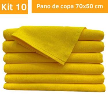 Imagem de Kit 10 Panos De Prato Amarelo Cozinha Copa Gourmet 70x50cm   - Preteli