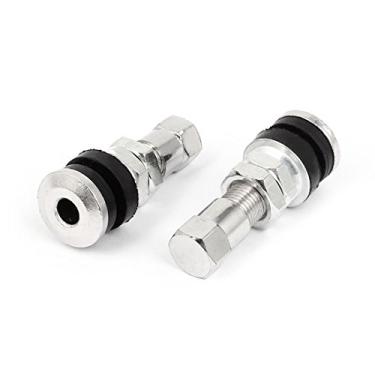 Imagem de uxcell 2 peças de válvula de pneu sem câmara de ar de metal + capa de poeira para bicicleta de carro quadriciclo