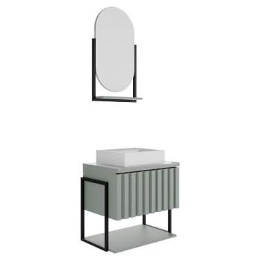 Imagem de Kit Gabinete para Banheiro Havai com Cuba e Espelheira Ori - Loja Doce