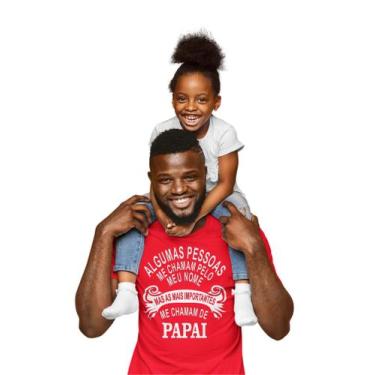 Imagem de Camiseta Frase Dia Dos Pais Papai Engraçada Colorida Vermelho - Del Fr