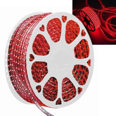 Imagem de Rolo Fita Led Vermelho 100 Metros Dupla Face Iluminaçao Decorativa Com
