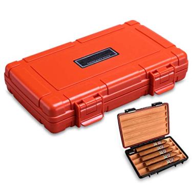Imagem de Caixa de umidificador portátil de viagem para charuto à prova d'água com forro de madeira de cedro, caixa de armazenamento para umidificador de charutos à prova de poeira – Ótimo presente para homens