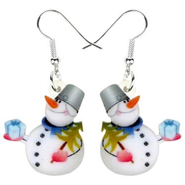 Imagem de DALANE Brincos de boneco de neve adoráveis de acrílico de Natal, pingentes, joias modernas, presentes para mulheres, 29mm x 24mm, Acrílico, Sem pedra preciosa