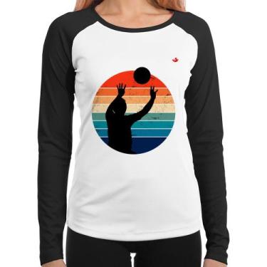 Imagem de Baby Look Raglan Vôlei Vintage Sunset Manga Longa - Foca na Moda, Bran