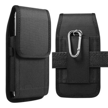 Imagem de Bolsa de nylon resistente para celular com coldre compatível com iPhone 16 Pro Max/Galaxy S24 Ultra S24 FE A16 A35 A55 / OnePlus 13 / Pixel 9 Pro XL/Motorola Edge/TCL 50 XE/Xiaomi 14T