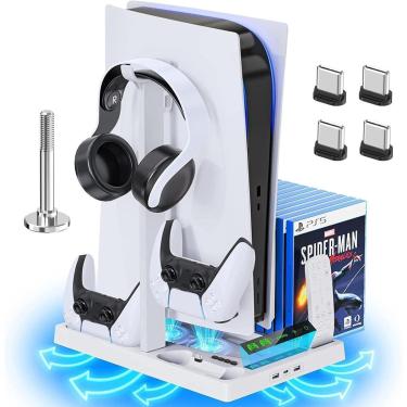 Imagem de Base Cooler Suporte Playstation 5 Refrigeração Porta Jogos-Unissex