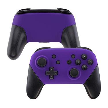 Imagem de eXtremeRate placa de toque suave e placa traseira para controle Nintendo Switch Pro, capa de reposição personalizada com padrão DIY para Nintendo Switch Pro - controle não incluído, Roxa