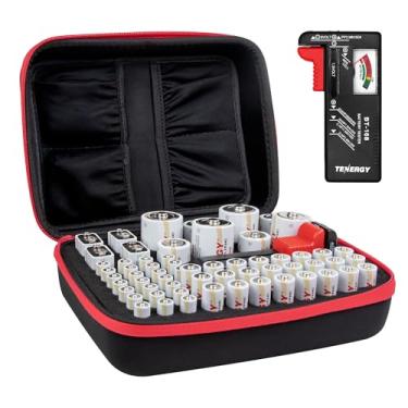 Imagem de Tenergy Pilhas alcalinas e estojo de armazenamento, pacote com 12 pilhas AA, pacote com 12 pilhas AAA, 4 baterias tamanho C, 4 baterias tamanho D, 4 baterias tamanho 9V e estojo organizador de bateria