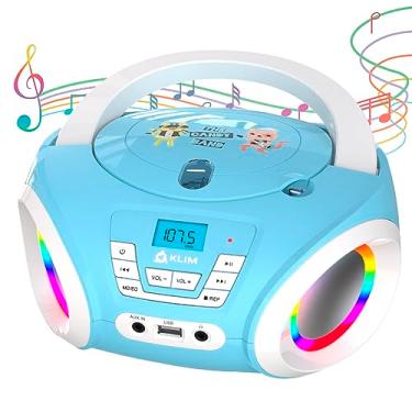Imagem de KLIM Candy Kids Boombox CD Player para crianças + novo rádio FM 2024 + pilhas incluídas + lindo leitor de CD de rádio azul com alto-falantes para crianças e crianças pequenas - azul